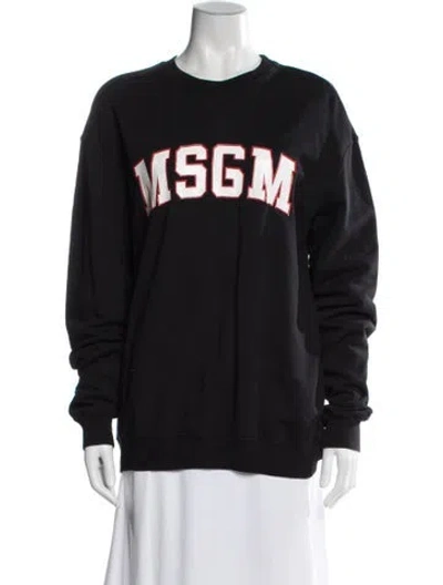 Pre-owned Msgm Graphic Print Crew Neck Sweatshirt In Blue