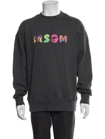 Pre-owned Msgm Graphic Print Crew Neck Sweatshirt In Gray