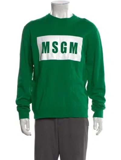 Pre-owned Msgm Graphic Print Crew Neck Sweatshirt In Green
