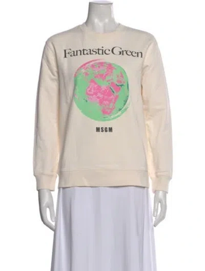 Pre-owned Msgm Graphic Print Crew Neck Sweatshirt In Neutral