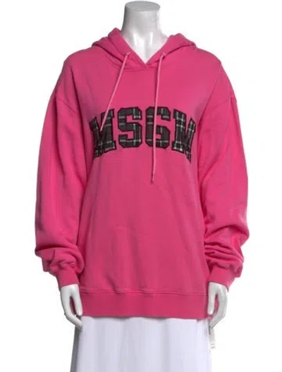 Pre-owned Msgm Graphic Print Crew Neck Sweatshirt In Pink