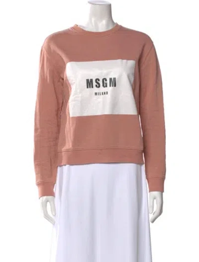 Pre-owned Msgm Graphic Print Crew Neck Sweatshirt In Pink