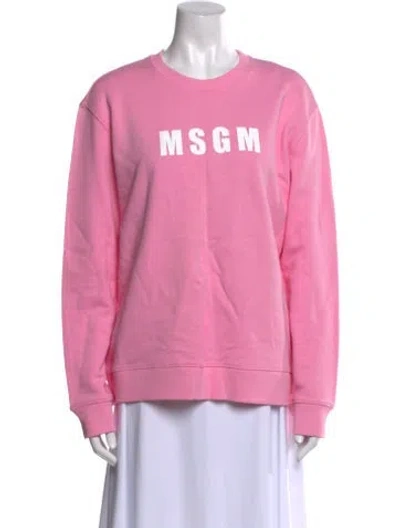 Pre-owned Msgm Graphic Print Crew Neck Sweatshirt In Pink