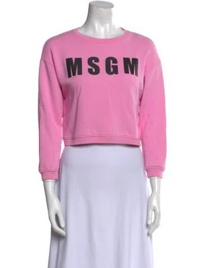 Pre-owned Msgm Graphic Print Crew Neck Sweatshirt In Pink