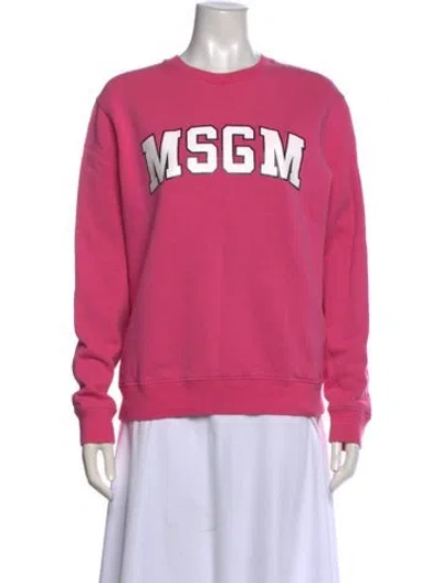 Pre-owned Msgm Graphic Print Crew Neck Sweatshirt In Pink