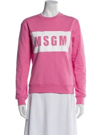 Pre-owned Msgm Graphic Print Crew Neck Sweatshirt In Pink