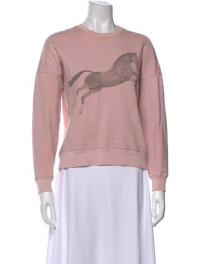 Pre-owned Msgm Graphic Print Crew Neck Sweatshirt In Pink