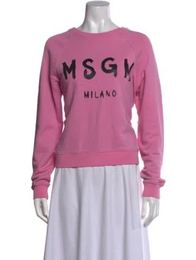 Pre-owned Msgm Graphic Print Crew Neck Sweatshirt In Pink