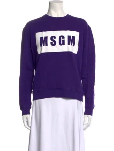 Pre-owned Msgm Graphic Print Crew Neck Sweatshirt In Purple