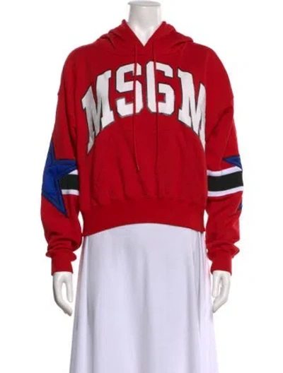 Pre-owned Msgm Graphic Print Crew Neck Sweatshirt In Red