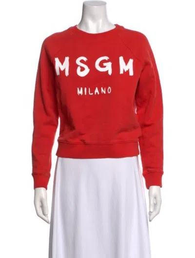 Pre-owned Msgm Graphic Print Crew Neck Sweatshirt In Red