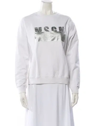 Pre-owned Msgm Graphic Print Crew Neck Sweatshirt In White
