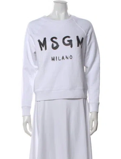Pre-owned Msgm Graphic Print Crew Neck Sweatshirt In White