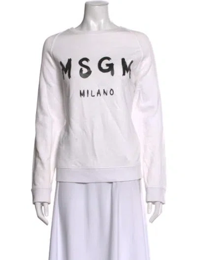 Pre-owned Msgm Graphic Print Crew Neck Sweatshirt In White