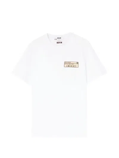 Msgm Graphic-print Crew-neck T-shirt In White