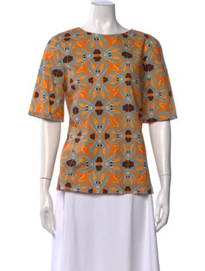 Pre-owned Msgm Graphic Print Crew Neck Top In Orange