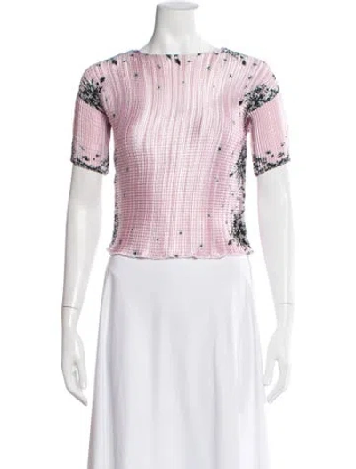 Pre-owned Msgm Graphic Print Crew Neck Top In Pink
