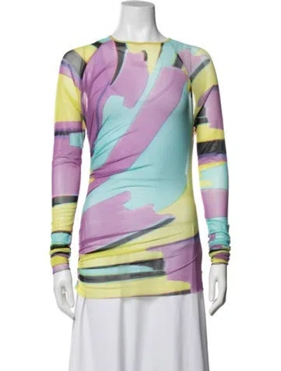 Pre-owned Msgm Graphic Print Crew Neck Top In Purple