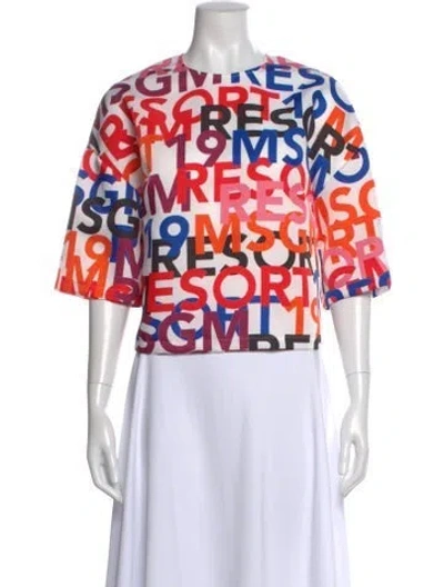 Pre-owned Msgm Graphic Print Crew Neck Top W/ Tags In Red