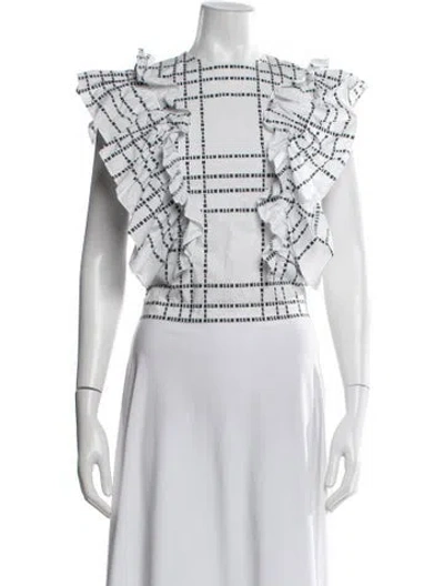 Pre-owned Msgm Graphic Print Crew Neck Top In White