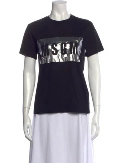 Pre-owned Msgm Graphic Print Crew Neck T-shirt In Black