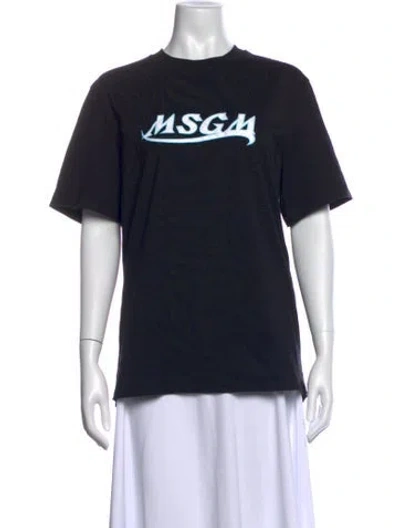 Pre-owned Msgm Graphic Print Crew Neck T-shirt In Black