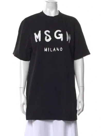 Pre-owned Msgm Graphic Print Crew Neck T-shirt In Black