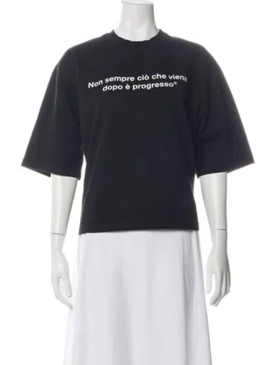 Pre-owned Msgm Graphic Print Crew Neck T-shirt In Black