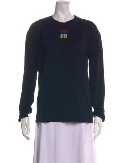 Pre-owned Msgm Graphic Print Crew Neck T-shirt In Blue
