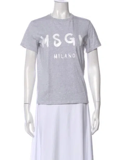Pre-owned Msgm Graphic Print Crew Neck T-shirt In Gray