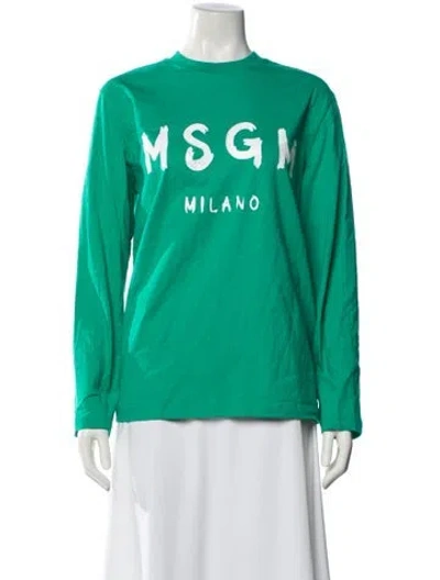 Pre-owned Msgm Graphic Print Crew Neck T-shirt In Green