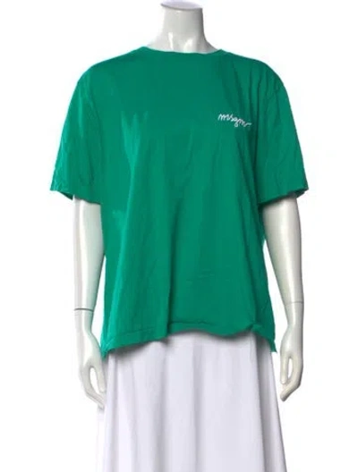 Pre-owned Msgm Graphic Print Crew Neck T-shirt In Green