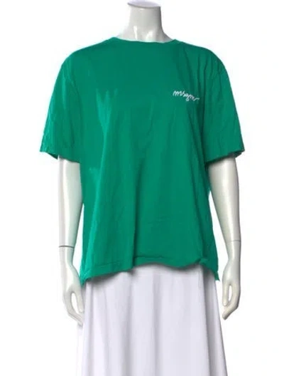 Pre-owned Msgm Graphic Print Crew Neck T-shirt In Green