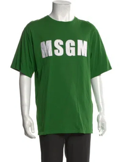 Pre-owned Msgm Graphic Print Crew Neck T-shirt In Green