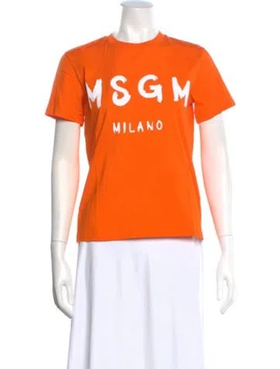 Pre-owned Msgm Graphic Print Crew Neck T-shirt In Orange