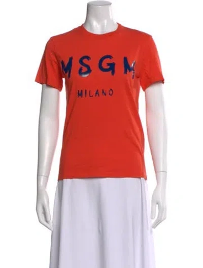 Pre-owned Msgm Graphic Print Crew Neck T-shirt In Orange