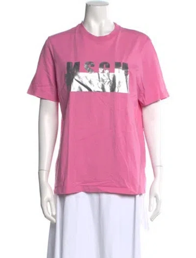 Pre-owned Msgm Graphic Print Crew Neck T-shirt In Pink