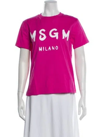 Pre-owned Msgm Graphic Print Crew Neck T-shirt In Pink