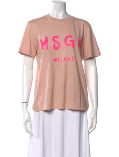 Pre-owned Msgm Graphic Print Crew Neck T-shirt In Pink