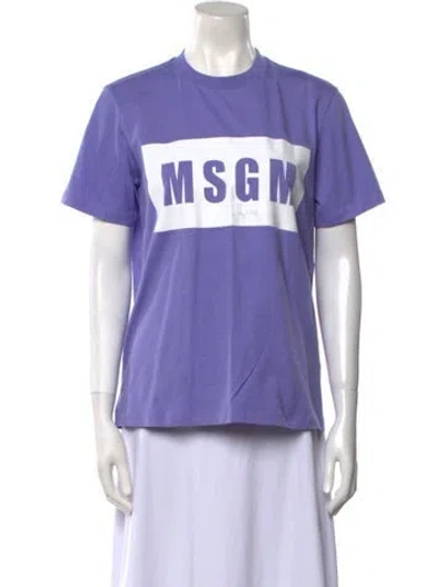 Pre-owned Msgm Graphic Print Crew Neck T-shirt In Purple