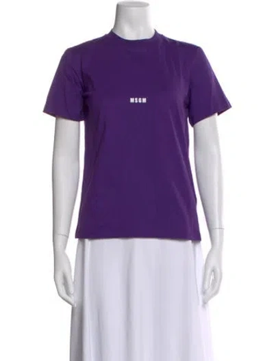 Pre-owned Msgm Graphic Print Crew Neck T-shirt In Purple