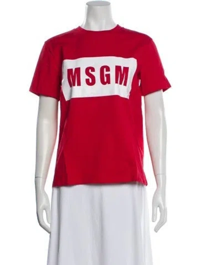 Pre-owned Msgm Graphic Print Crew Neck T-shirt In Red
