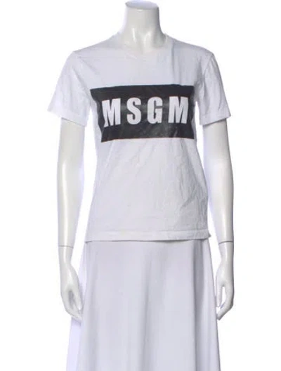 Pre-owned Msgm Graphic Print Crew Neck T-shirt In White