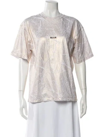 Pre-owned Msgm Graphic Print Crew Neck T-shirt In White