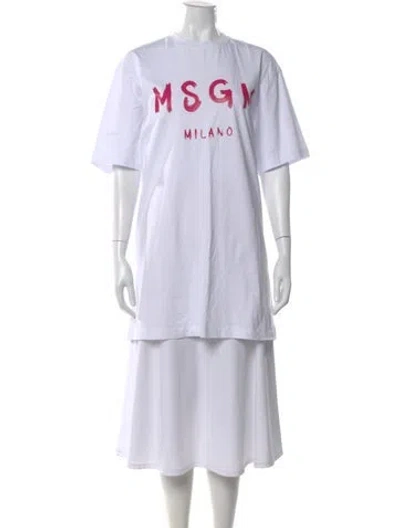 Pre-owned Msgm Graphic Print Crew Neck T-shirt In White