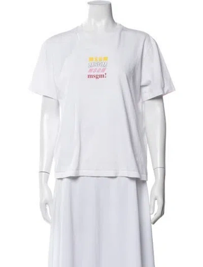 Pre-owned Msgm Graphic Print Crew Neck T-shirt In White