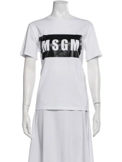 Pre-owned Msgm Graphic Print Crew Neck T-shirt In White