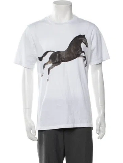 Pre-owned Msgm Graphic Print Crew Neck T-shirt In White
