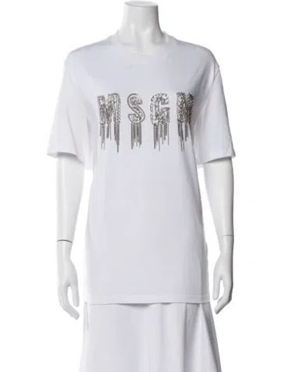 Pre-owned Msgm Graphic Print Crew Neck T-shirt In White