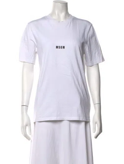 Pre-owned Msgm Graphic Print Crew Neck T-shirt In White
